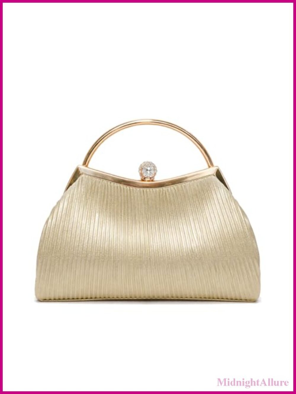 Pleated Fabric Evening Clutch with Chain Rhinestone Clasp Formal Bag